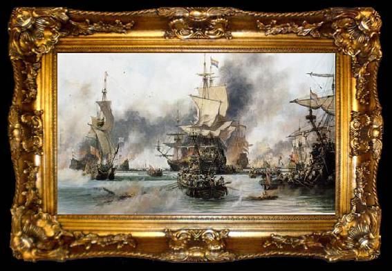 framed  unknow artist Seascape, boats, ships and warships.100, ta009-2